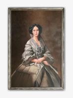 Schilderij portret keizerin in prachtige zilveren lijst, Ophalen of Verzenden