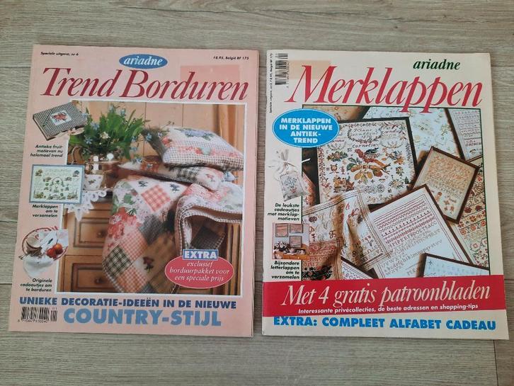 Tijdschriften Ariadne 1992 Merklappen en Trend Borduren, Boeken, Tijdschriften en Kranten, Gelezen, Overige typen, Ophalen of Verzenden