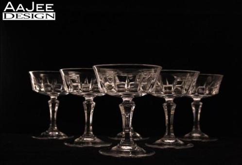 6 x Crystal 'd Arques - Coupes Versailles - Geslepen kristal, Verzamelen, Glas en Borrelglaasjes, Zo goed als nieuw, Overige typen