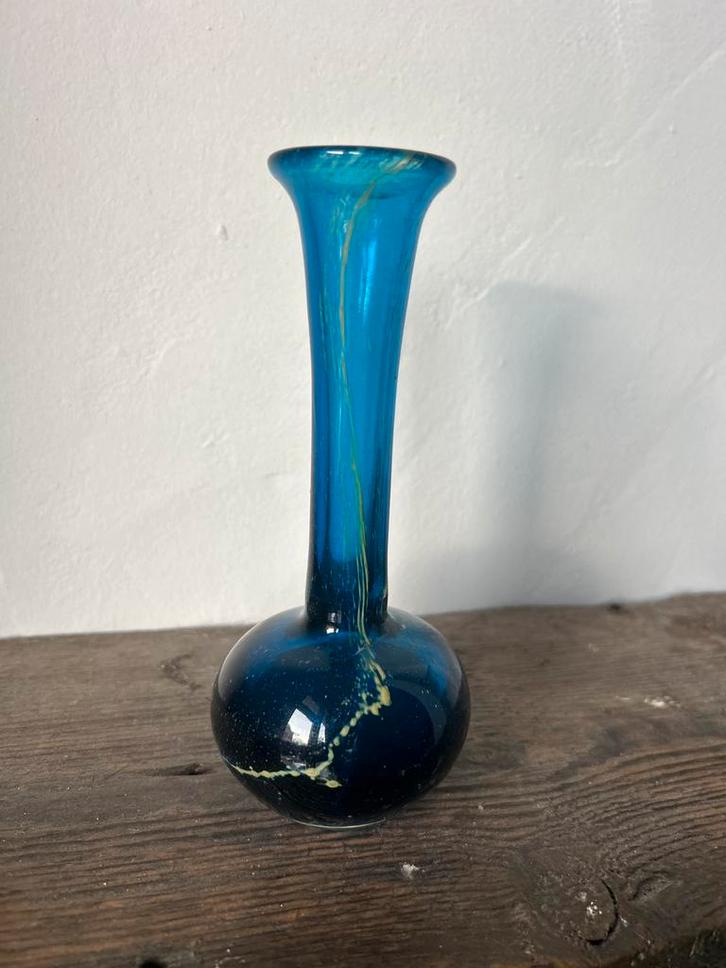 Vintage Mdina blauwe en gele vaas., Antiek en Kunst, Antiek | Vazen, Ophalen of Verzenden
