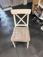 Witte Houten Stoel met Stoffen Zitting, Gebruikt, Wit, Ophalen of Verzenden, Eén