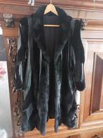 Bontmantel met leder, Ophalen, Zo goed als nieuw, Maat 38/40 (M), Zwart