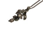 Antieke bloem hanger roos diamanten zilveren ketting gourmet