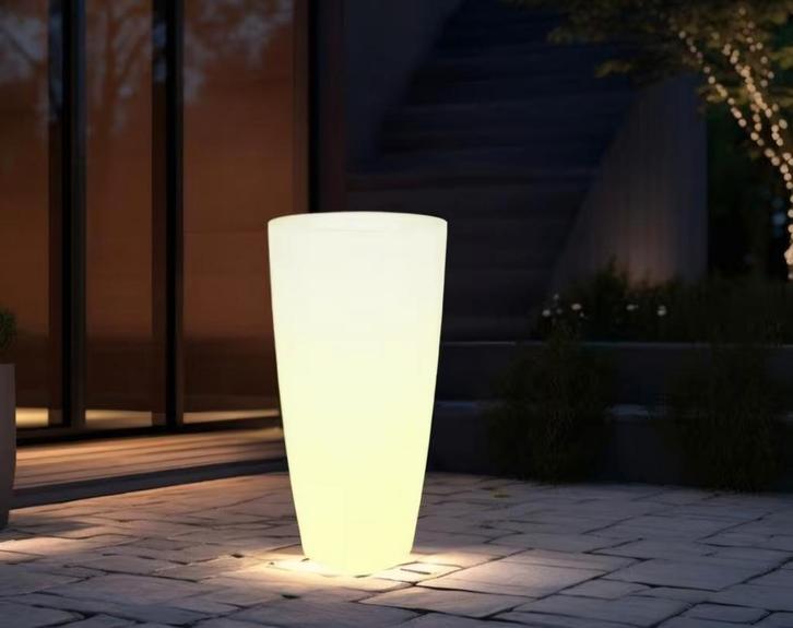 2x Hoge Bloempotten met Verlichting, Tuin en Terras, Buitenverlichting, Ophalen
