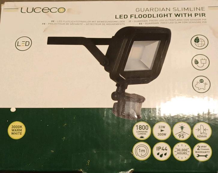 Buitenlamp Guardian Slimline LED Floodlight met PIR-Sensor, Tuin en Terras, Buitenverlichting, Nieuw, Hanglamp, Rvs, Minder dan 50 watt