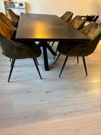 Moderne eettafel met stoelen met aankoopbon en garantie, Ophalen, 100 tot 150 cm, Zo goed als nieuw, Vijf personen of meer