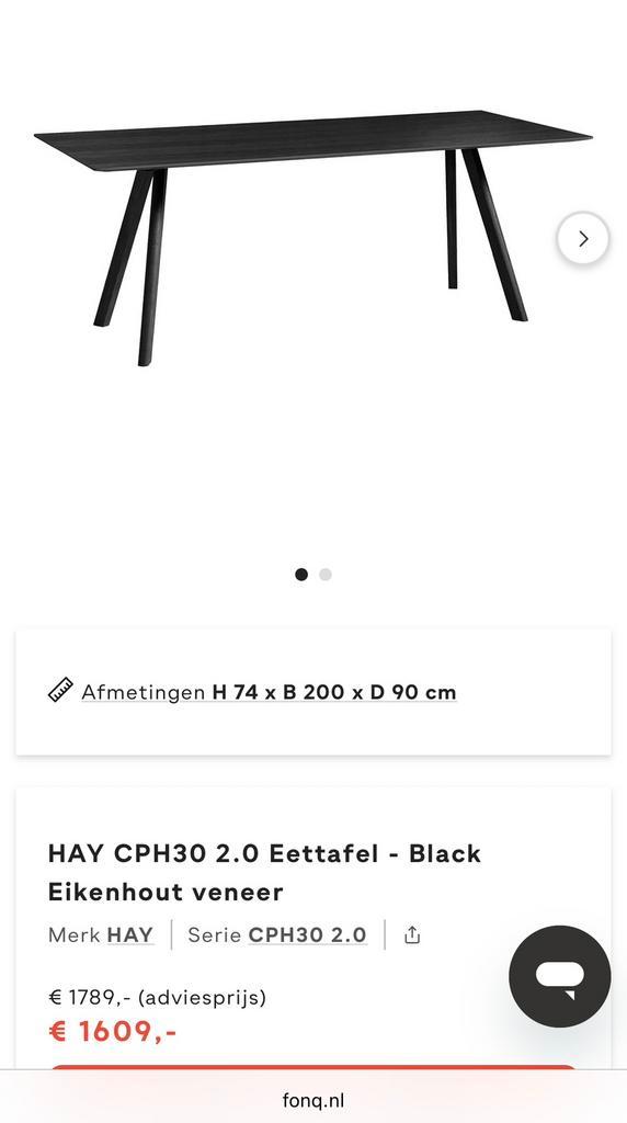 HAY Copenhagen eettafel 2.0 eikenhout, Huis en Inrichting, Tafels | Eettafels, Zo goed als nieuw, 50 tot 100 cm, 150 tot 200 cm