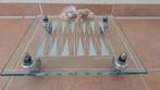Modern glazen Backgammon op wieltjes, Een of twee spelers, Ophalen, Zo goed als nieuw