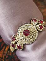 Vintage Armband met Rode & Witte Zirconia, Overige materialen, Gebruikt, Ophalen of Verzenden, Rood