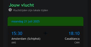 3 Vliegtickets 21juli amsterdam-casablanca enkelreis beschikbaar voor biedingen
