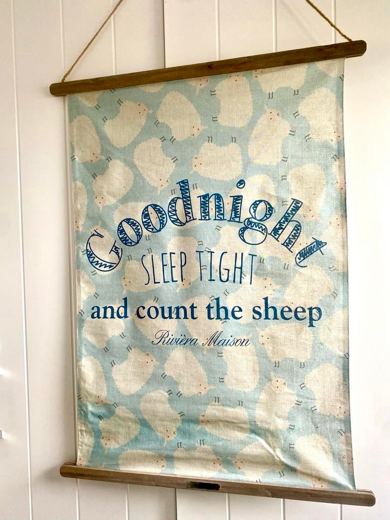 Riviera Maison Wanddecoratie wand doek Schaapjes, Huis en Inrichting, Ophalen of Verzenden, Zo goed als nieuw