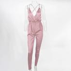 Roze jumpsuit romper satijnen look zomer dames vrouwen, Verzenden, Nieuw, Roze