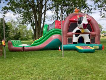 Springkussen multiplay Koe 10x4 meter glijbaan en zwembad  beschikbaar voor biedingen