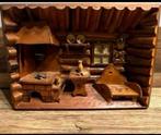 Antieke handgemaakte houten 3D  DIORAMA blokhut, Antiek en Kunst, Ophalen of Verzenden