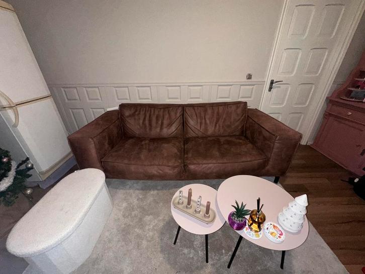 Leren Bank, Huis en Inrichting, Banken | Complete zithoeken, Gebruikt, Leer, Ophalen