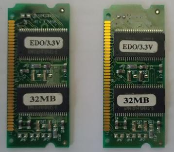 2x32MB EDO RAM (Extended Data Out Random Access Memory) beschikbaar voor biedingen