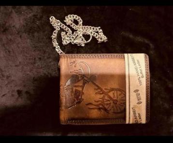 portomonee met ketting, bruin, chopper, biker, wallet, man beschikbaar voor biedingen