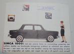 Simca 1000 folder, Ophalen of Verzenden, Overige merken, Onbekend, Gelezen