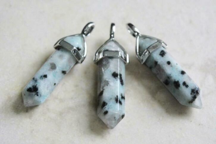 Kiwi Jaspis punt hangers (nr. 03), Verzamelen, Mineralen en Fossielen, Ophalen of Verzenden