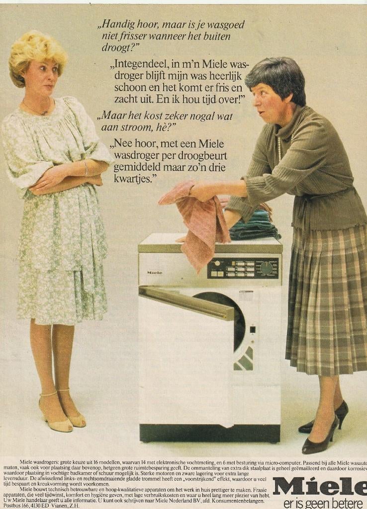 Retro reclame 1982 Miele wasmachine er is geen betere, Verzamelen, Retro, Verzenden, Overige typen