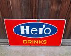 Tof en groot emaille bord van Hero Drinks, Langcat Bussum., Reclamebord, Gebruikt, ., Ophalen of Verzenden