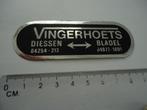 sticker oud VINGERHOETS logo glans diessen bladel retro, Verzenden, Zo goed als nieuw, Bedrijf of Vereniging