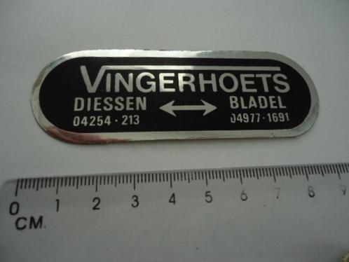 sticker oud VINGERHOETS logo glans diessen bladel retro, Verzamelen, Stickers, Zo goed als nieuw, Bedrijf of Vereniging, Verzenden
