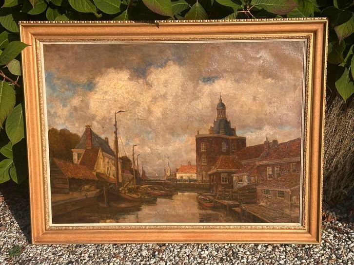 Gezicht op Enkhuizen door Cees van Waning 1861-1921, Antiek en Kunst, Kunst | Schilderijen | Klassiek, Ophalen