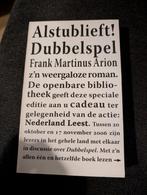 Dubbelspel - Frank Martinus Arion, Boeken, Boekenweekgeschenken, Ophalen of Verzenden, Zo goed als nieuw