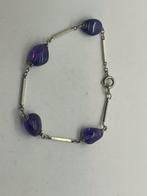 B699 Prachtige zilveren armband amethist, Sieraden, Tassen en Uiterlijk, Antieke sieraden, Ophalen of Verzenden, Zilver, Armband