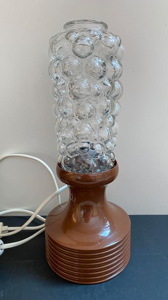 Vintage Design Bubbel Glas Lamp, Huis en Inrichting, Lampen | Tafellampen, Gebruikt, Minder dan 50 cm, Glas, Kunststof, Overige materialen