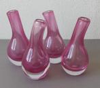 Fidrio - 4 Pisa Mini Vaasjes - Roze, Minder dan 50 cm, Glas, Gebruikt, Ophalen of Verzenden