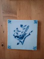 Vintage Keramiek Tegel Blauw Wit Vogel, Ophalen of Verzenden