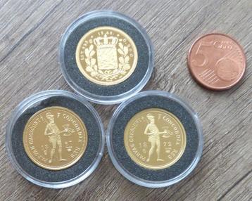 Herslag in goud: Dukaat 1872, 1867 en Negotiepenning 1848. beschikbaar voor biedingen