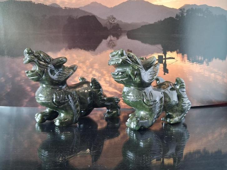 Jade Chinese Leeuwen, Antiek en Kunst, Kunst | Beelden en Houtsnijwerken, Ophalen of Verzenden