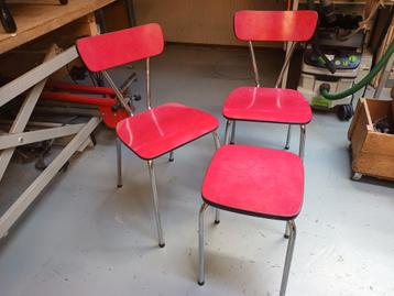 Set van 3 Rode Keukenstoelen beschikbaar voor biedingen