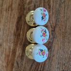 3 beschilderde porseleinen kastdeurknoppen, Ophalen of Verzenden, Zo goed als nieuw, Overige typen
