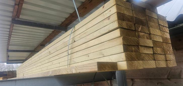 geïmpregneerde liggers 5x15 in 3m60 en 4m80, Tuin en Terras, Palen, Balken en Planken, Nieuw, Balken, 250 cm of meer, Ophalen