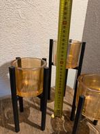 Windlichten Set van 3 - Sfeervolle Kaarsenhouders, Ophalen, Zwart, Zo goed als nieuw, Metaal