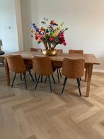 Teakhouten tafel met 6 stoelen, Huis en Inrichting, Tafels | Eettafels, 200 cm of meer, Gebruikt, Rechthoekig, Ophalen of Verzenden