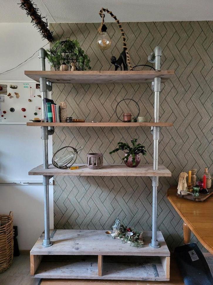 Kast steigerhout en buizen, Huis en Inrichting, Kasten | Kledingkasten, Gebruikt, 200 cm of meer, 50 tot 100 cm, 25 tot 50 cm