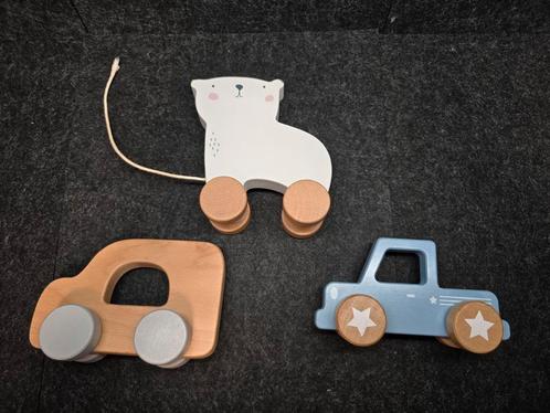 Houten Trekdier en Houten auto's (2 zijn van Little Dutch), Kinderen en Baby's, Speelgoed | Houten speelgoed, Zo goed als nieuw