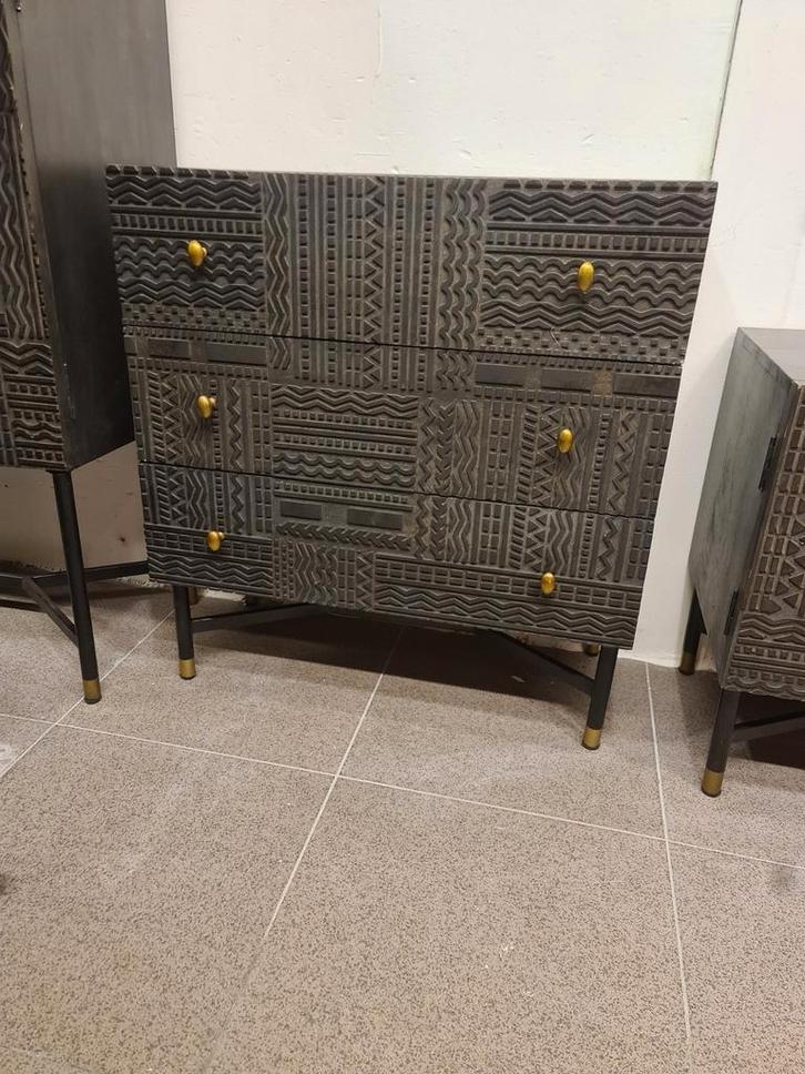 Nieuwe Eleonora Isa ladekast 75cm donker grijs mango €295, Huis en Inrichting, Kasten | Ladekasten, Nieuw, Minder dan 100 cm, 50 tot 100 cm