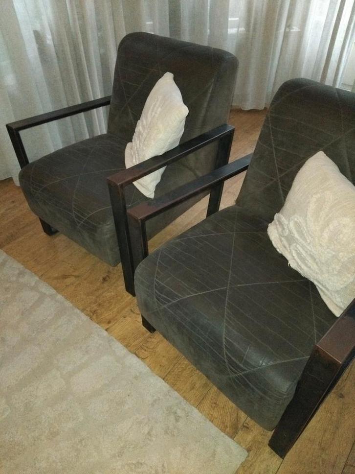 Twee leren fauteuils, Huis en Inrichting, Fauteuils, Ophalen of Verzenden