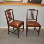 Eetkamerstoelen (zes stuks) met schaapsleren nieuwe  zitting, Huis en Inrichting, Stoelen, Ophalen, Zo goed als nieuw, Leer, Vijf, Zes of meer stoelen