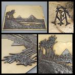 Koperen plaat met reliëf in metaal, piramides in Egypte, Ophalen of Verzenden, Koper