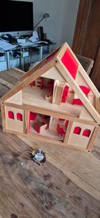 Poppenhuis van handgemaakt van hout, Ophalen of Verzenden, Zo goed als nieuw