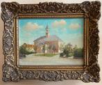 Schilderij kerk, 24x30 cm, Antiek en Kunst, Kunst | Schilderijen | Klassiek, Ophalen
