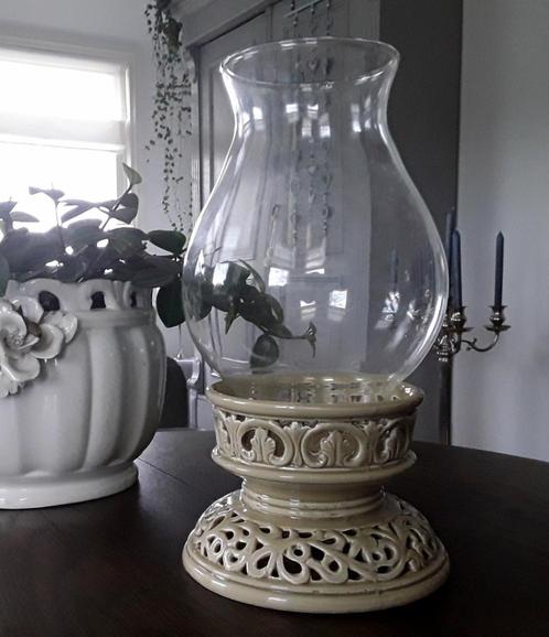 Mooie kandelaar van keramiek met glas (stompkaars of waxine), Huis en Inrichting, Woonaccessoires | Kandelaars en Kaarsen, Zo goed als nieuw