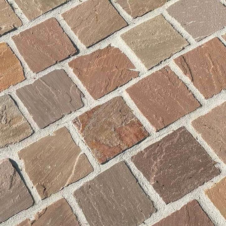 Kandla Ocre Multicolor 14x14x5/7 cm, Tuin en Terras, Tegels en Klinkers, Nieuw, Klinkers, Natuursteen, Ophalen